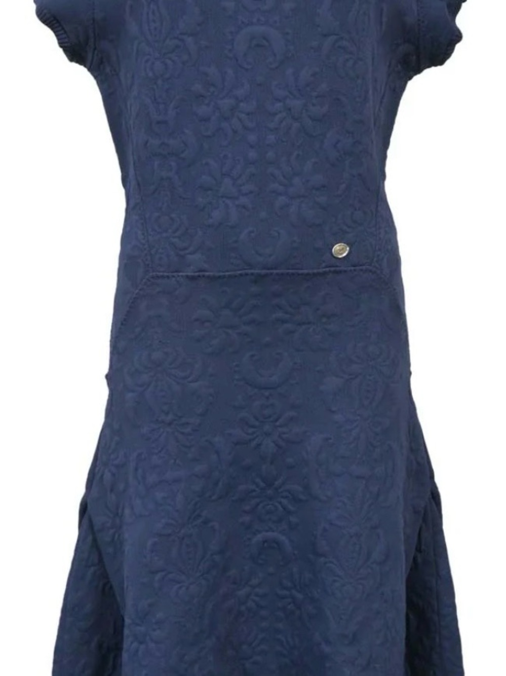 CHANEL Navy Knit Dress with Logo Plaque FR40/US 8